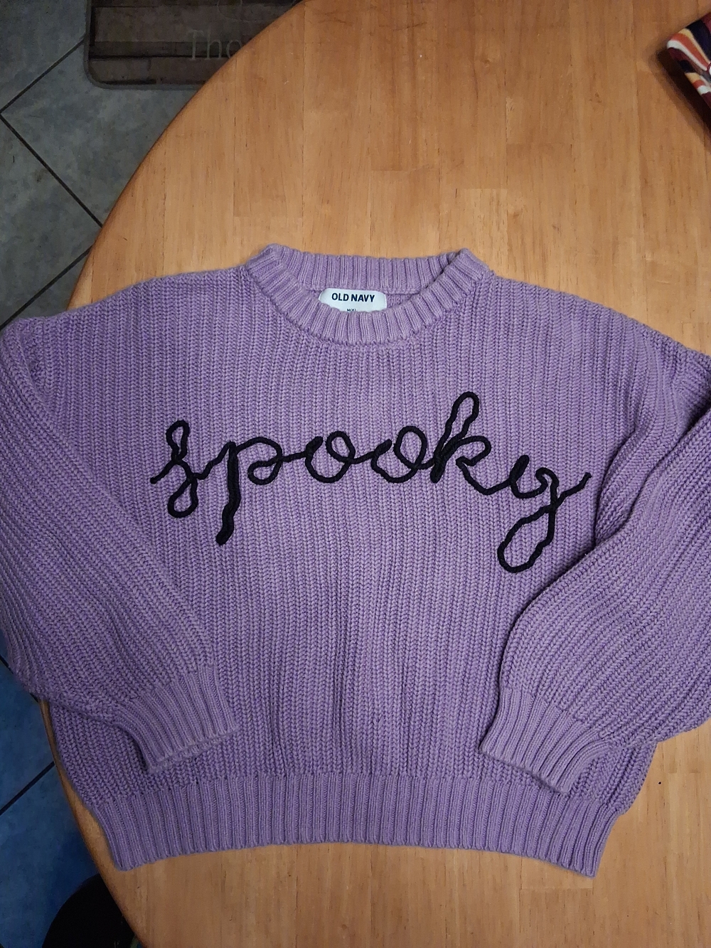 Old Navy Little Girls' Purple Spooky Embroidered Halloween Sweater Size M(8)